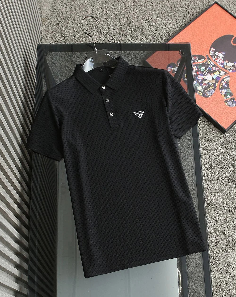 トップス PRADA Rubber Logo s/s Polo Shirt PRADA || Initial Logo Half Sleeve Crushed Lycra Polo T-Shirt