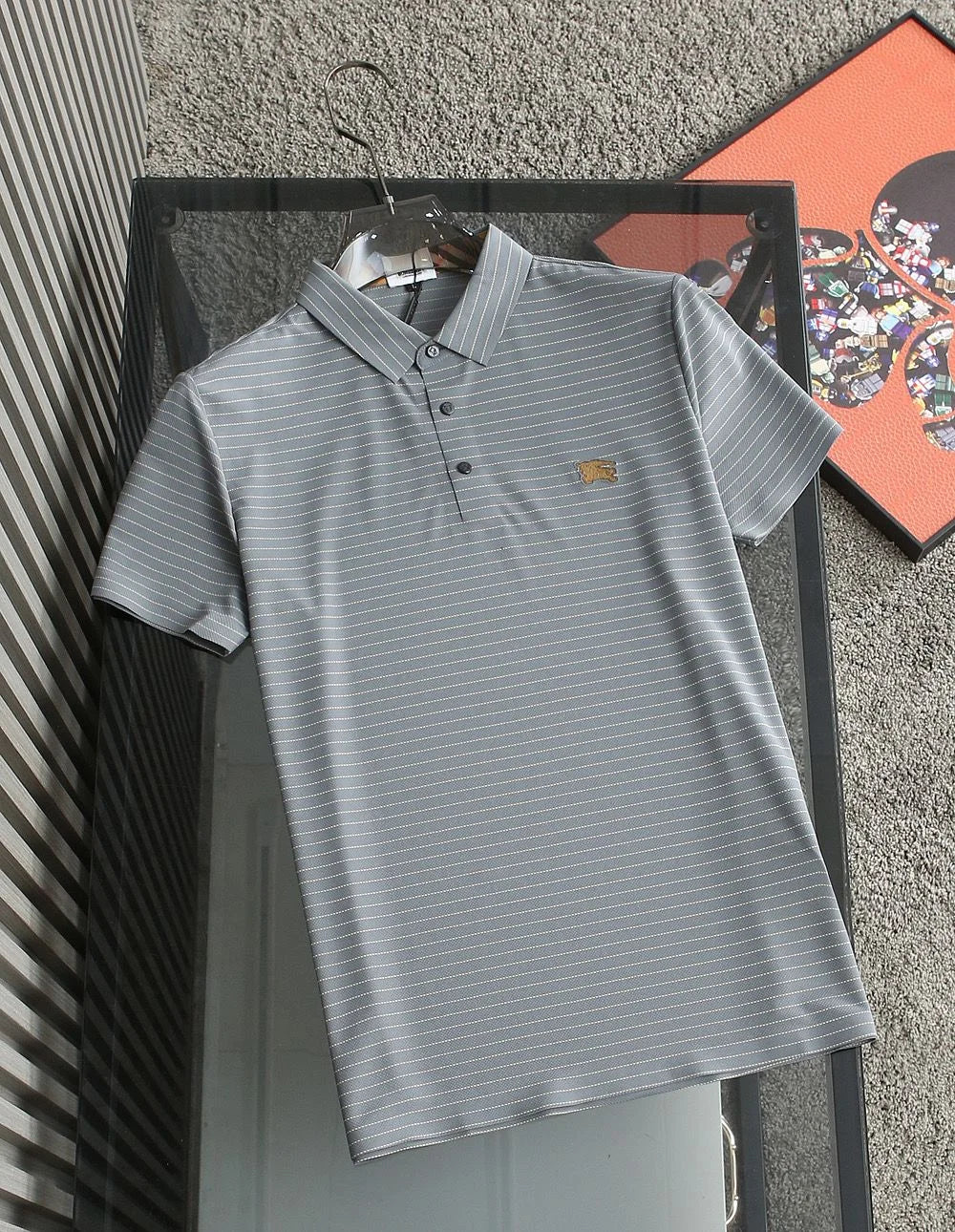 BURBERRY || Cotton Pique Polo T-Shirt With Striped Pattern