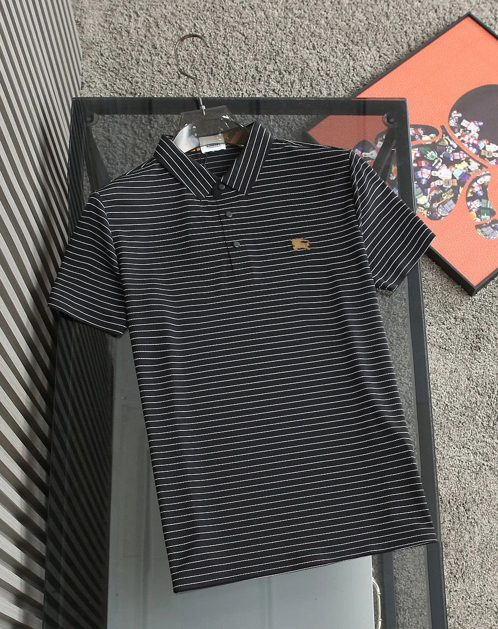 BURBERRY || Cotton Pique Polo T-Shirt With Striped Pattern