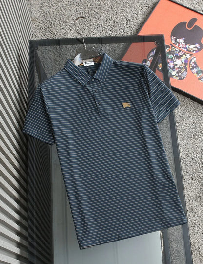 BURBERRY || Cotton Pique Polo T-Shirt With Striped Pattern