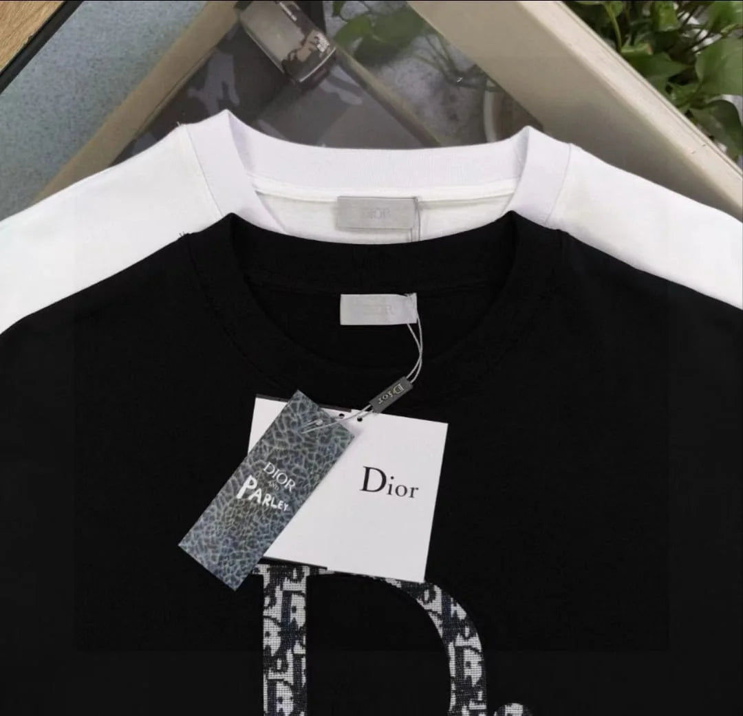 CHRISTIAN DIOR || Dior Letter Logo Embroidery Short Sleeve Unisex Casual Street T-Shirts