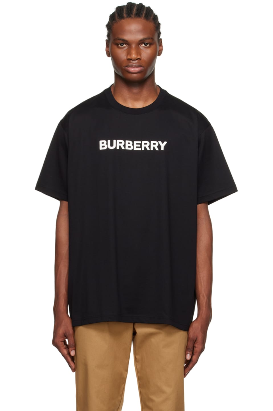 BURBERRY || Harriston Cotton Graphic Black Tees For Men