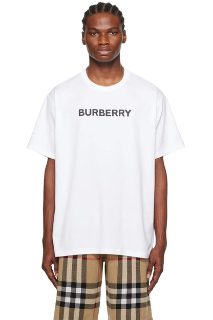 BURBERRY || Harriston Cotton Graphic White Tees For Men