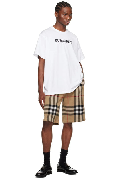 BURBERRY || Harriston Cotton Graphic White Tees For Men