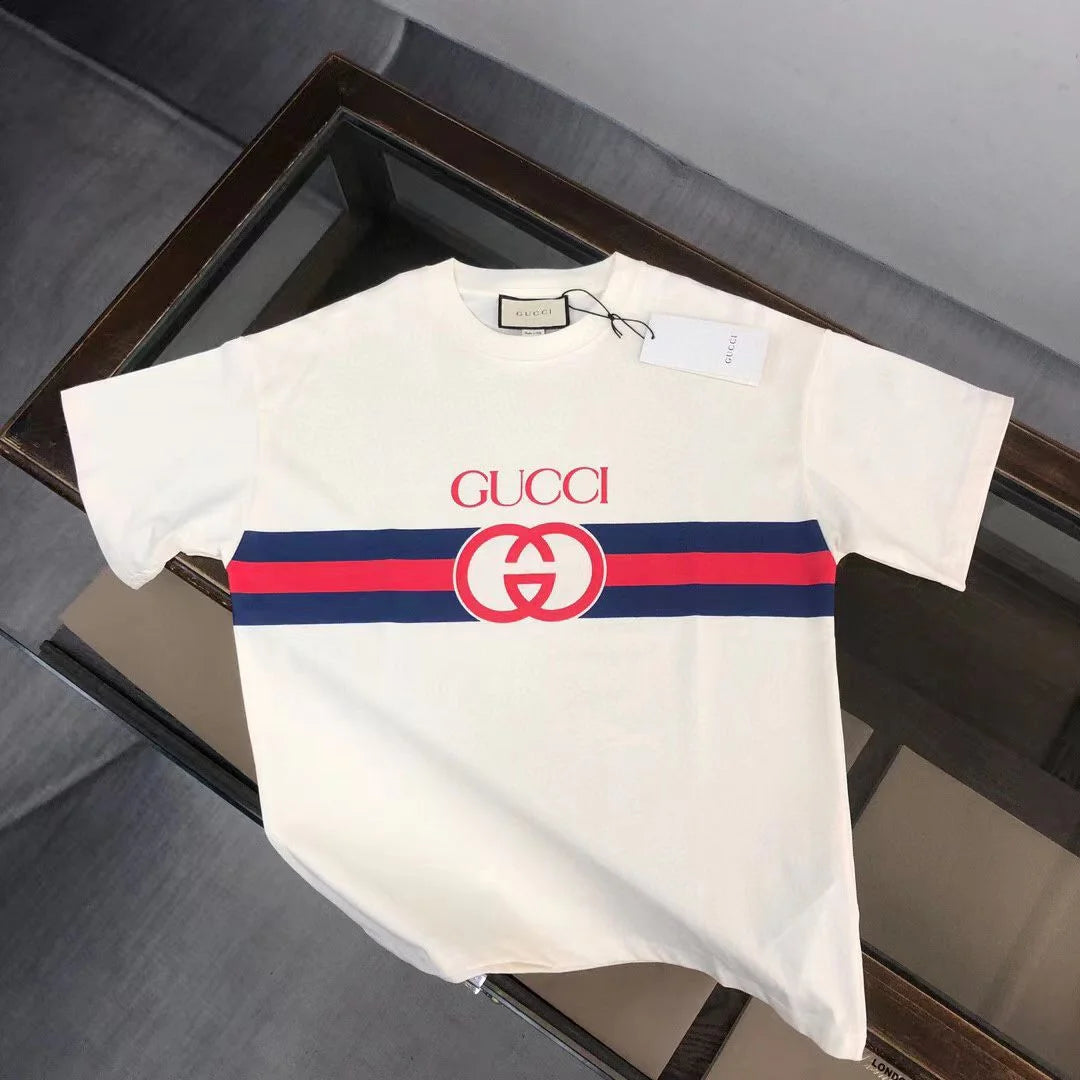 GUCCI || Interlocking GG Logo Cotton T-Shirt / White