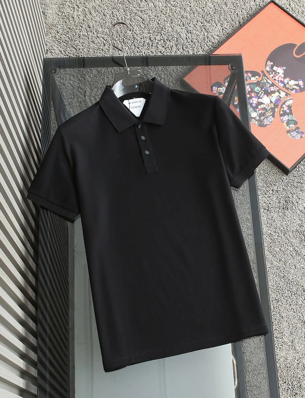 BOTTEGA VENETTA || Men's Solid Collar Cotton Pique Polo T-Shirt