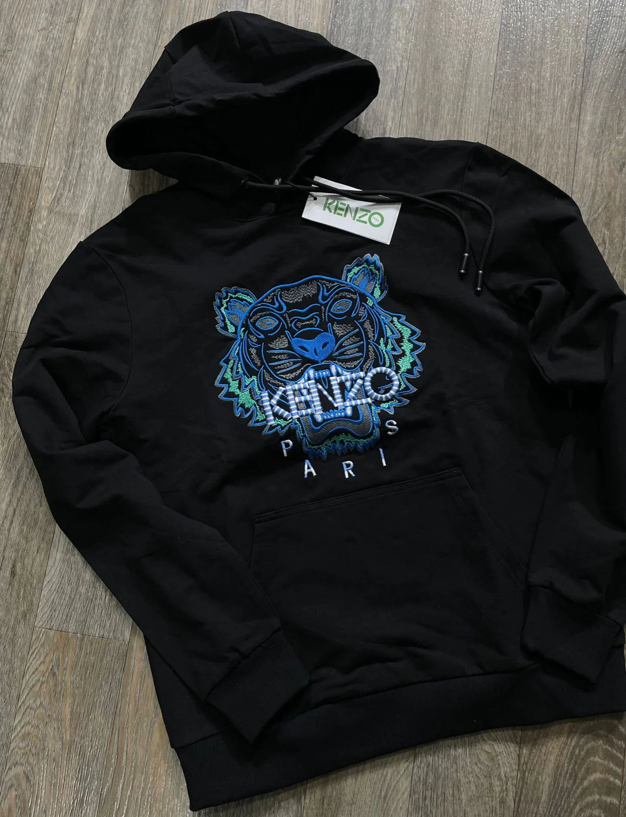 KENZO || Hooded Tiger Embossed Tracksuit In Black/Blue/White