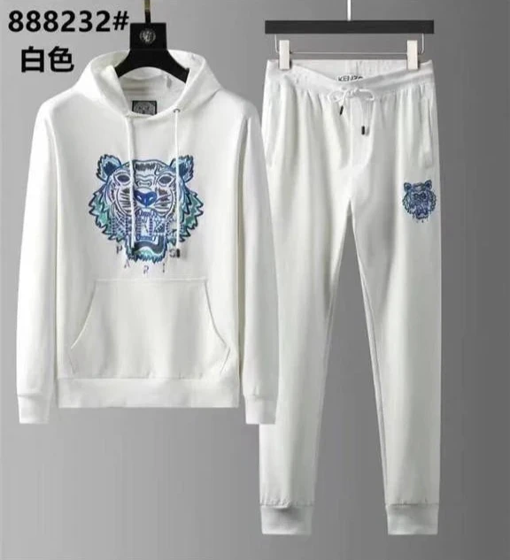 KENZO Hooded Tiger Embossed Tracksuit In Black Blue White FASHION MYST