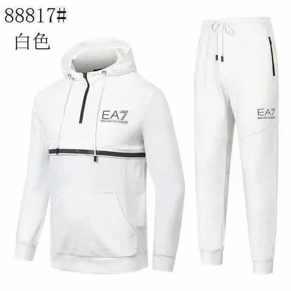 EMP*RIO ARM*NI || Logo Cotton Zippered Stand-Up Collar Regular Fit Tracksuit Set