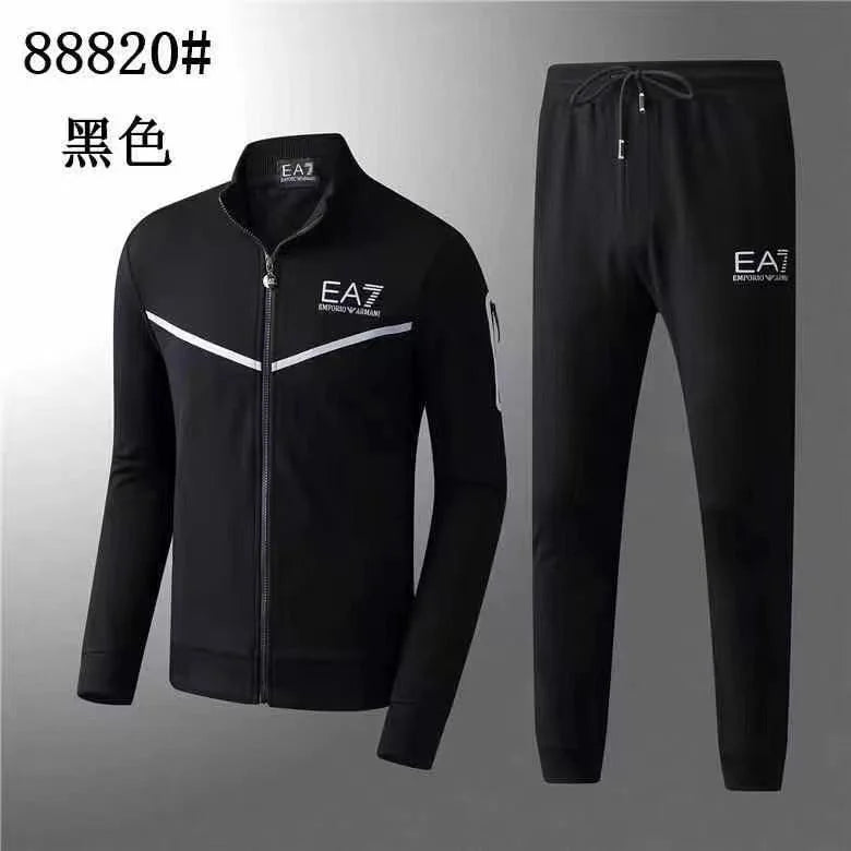 EMP*RIO ARM*NI || Logo Cotton Zippered Stand-Up Collar Regular Fit Tracksuit Set