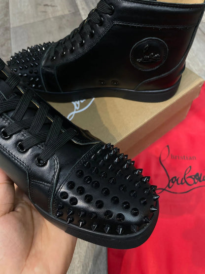 CHRISTIAN LOUBOUTIN || Lou Spikes High Top Black Sneaker (Men)