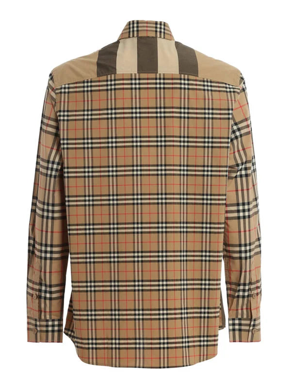 BURBERRY || Tisford Patchwork Check Shirt Archive Beige