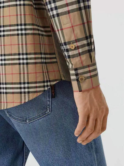 BURBERRY || Tisford Patchwork Check Shirt Archive Beige