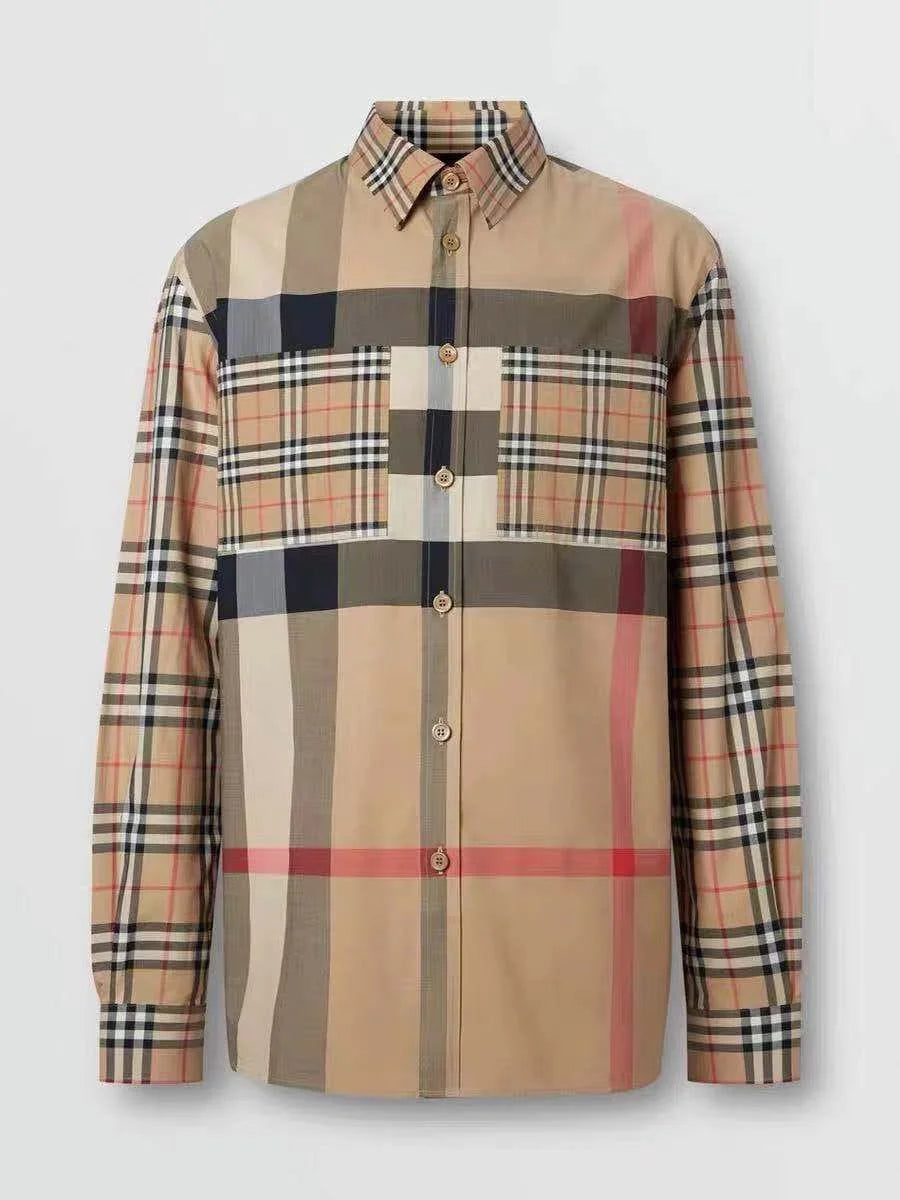 BURBERRY || Tisford Patchwork Check Shirt Archive Beige