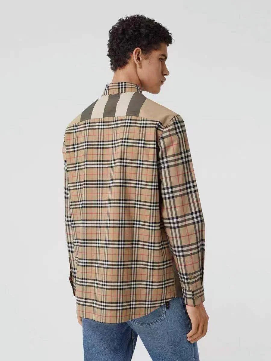 BURBERRY || Tisford Patchwork Check Shirt Archive Beige