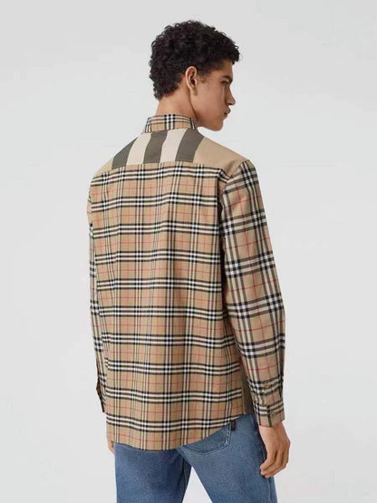 BURBERRY || Tisford Patchwork Check Shirt Archive Beige