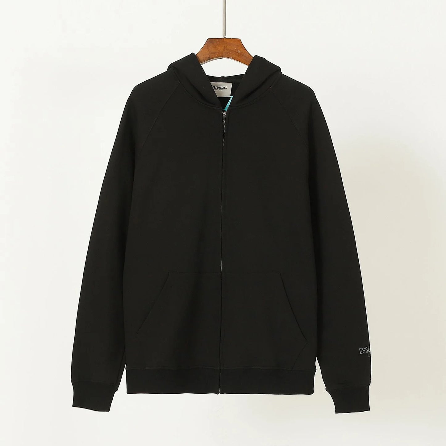 ESSENTIALS || Latest Zip-Fastening Logo-Patched Hoodie / Black