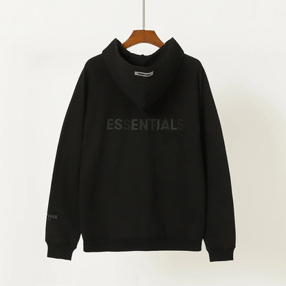 ESSENTIALS || Latest Zip-Fastening Logo-Patched Hoodie / Black