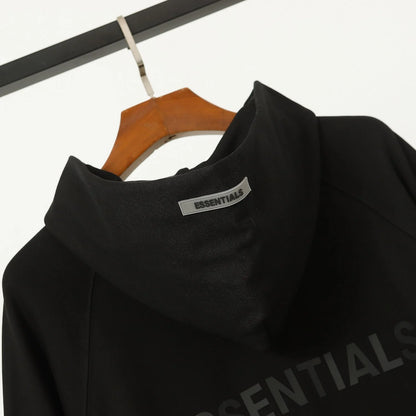 ESSENTIALS || Latest Zip-Fastening Logo-Patched Hoodie / Black