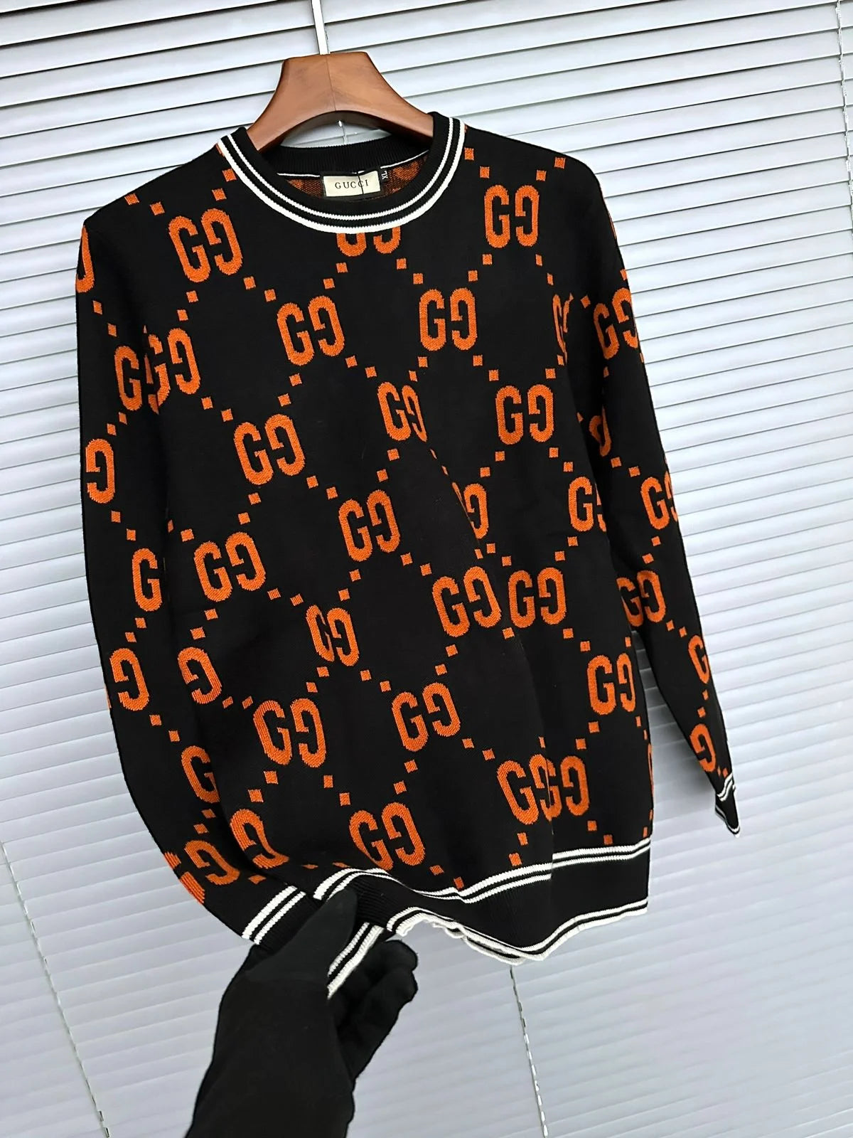 GUCCI || Wool Jacquard Sweater With GG Shadow Logo