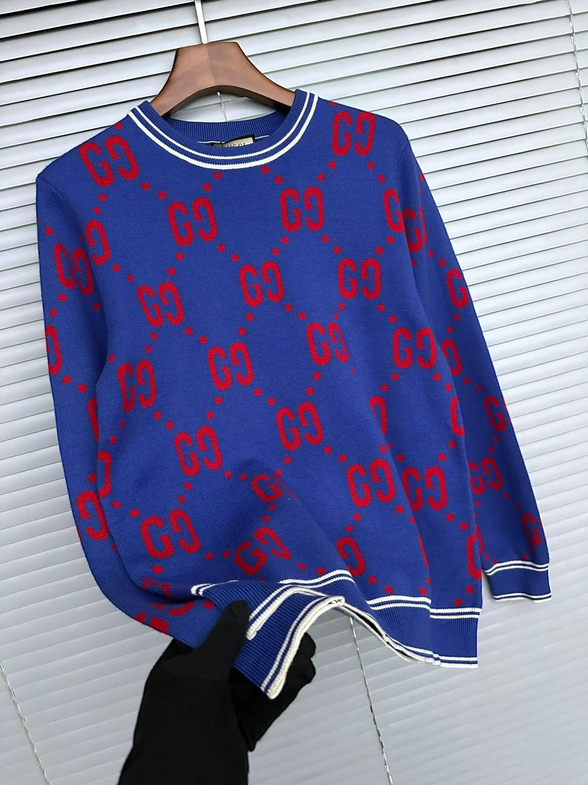 GUCCI || Wool Jacquard Sweater With GG Shadow Logo