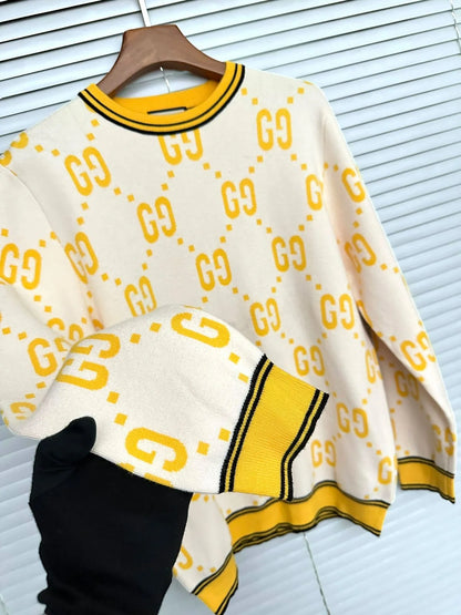 GUCCI || Wool Jacquard Sweater With GG Shadow Logo