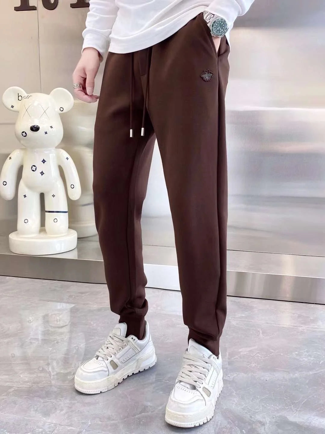 CHRISTIAN DIOR || Luxury Branded Drawstring Closure Bee Logo Track Pant