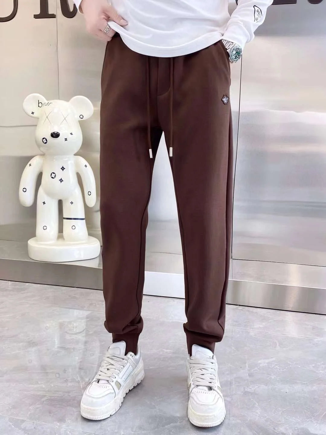 CHRISTIAN DIOR || Luxury Branded Drawstring Closure Bee Logo Track Pant