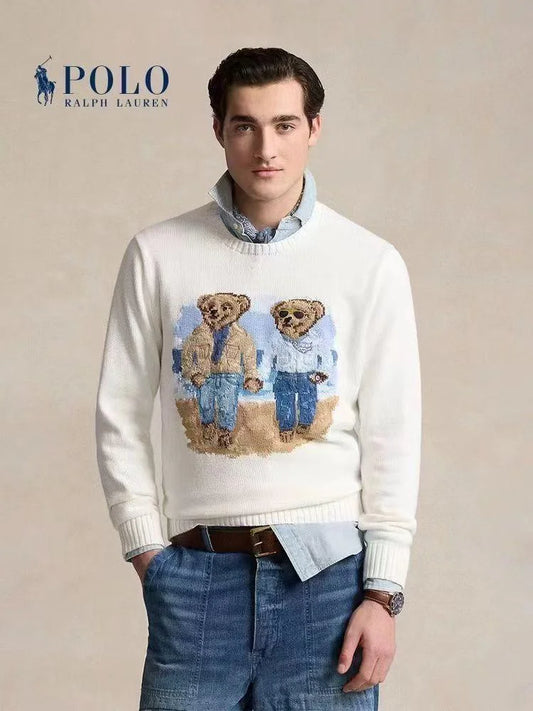 POLO RALPH LAUREN || Men's The Ralph & Ricky Bear White Sweater