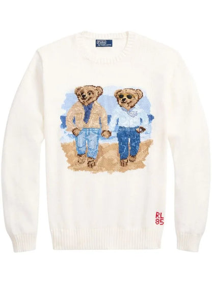 POLO RALPH LAUREN || Men's The Ralph & Ricky Bear White Sweater