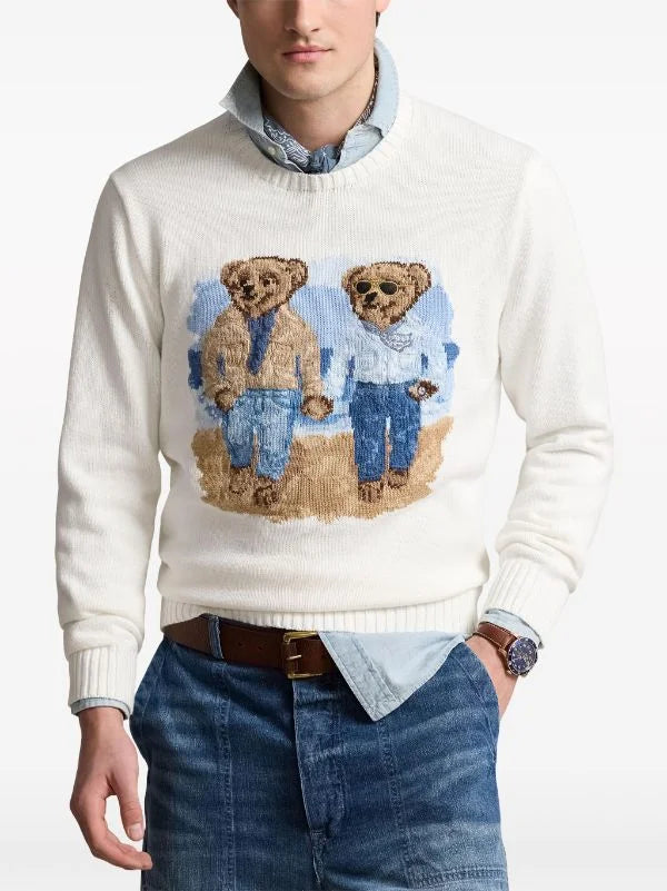 POLO RALPH LAUREN || Men's The Ralph & Ricky Bear White Sweater