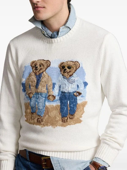 POLO RALPH LAUREN || Men's The Ralph & Ricky Bear White Sweater