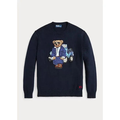 POLO RALPH LAUREN || Men's The Ralph & Ricky Bear Navy Blue Sweater