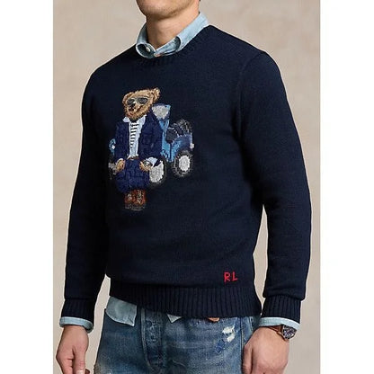 POLO RALPH LAUREN || Men's The Ralph & Ricky Bear Navy Blue Sweater