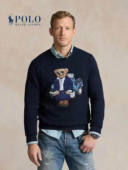 POLO RALPH LAUREN || Men's The Ralph & Ricky Bear Navy Blue Sweater