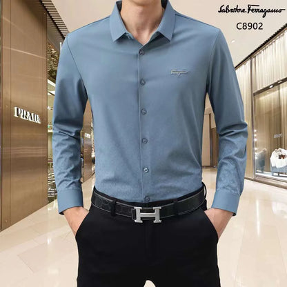 SALVATORE FERRAGAMO || Solid Tailored Fit Shirt