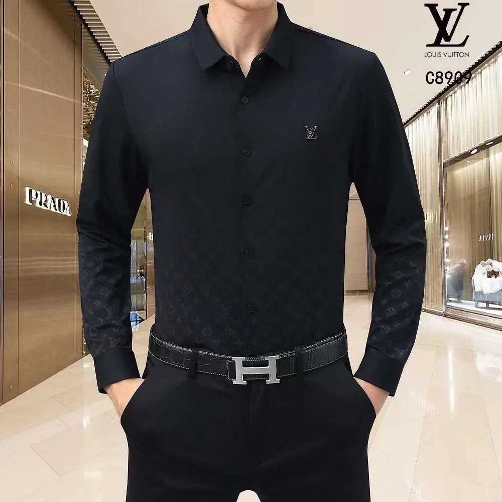 LOUIS VUITTON || Men's Slim Fit Solid Full Sleeves Formal Shirts