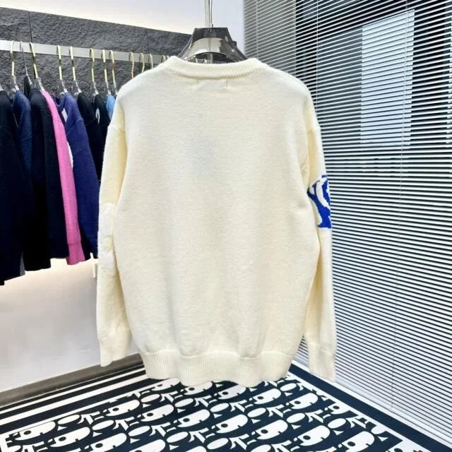 LOUIS VUITTON || White Chunky Wool Blend Pullover