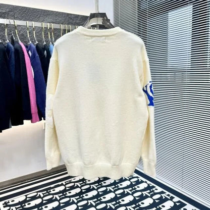 LOUIS VUITTON || White Chunky Wool Blend Pullover