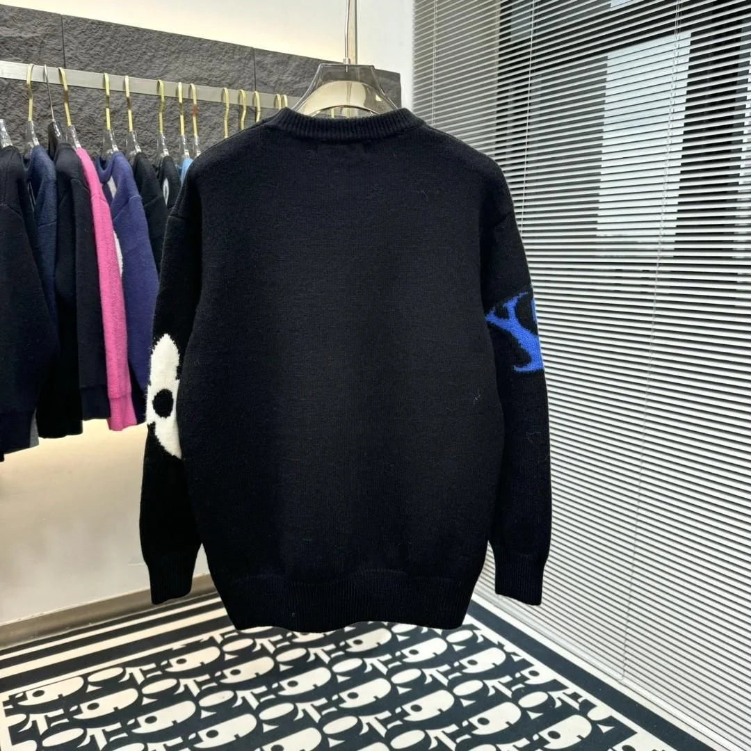 LOUIS VUITTON || Black Chunky Wool Blend Pullover