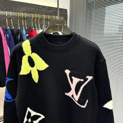 LOUIS VUITTON || Black Chunky Wool Blend Pullover