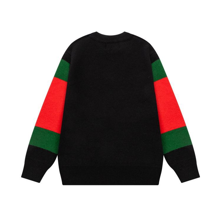 GUCCI || Striped V-Neck Felted Jumper Pullover