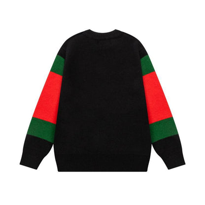 GUCCI || Striped V-Neck Felted Jumper Pullover