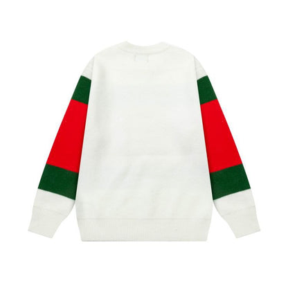 GUCCI || Striped V-Neck Felted Jumper Pullover