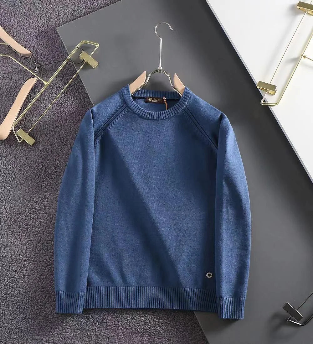 LORO PIANA || Crew-Neck Pullover with Ribbed Hem