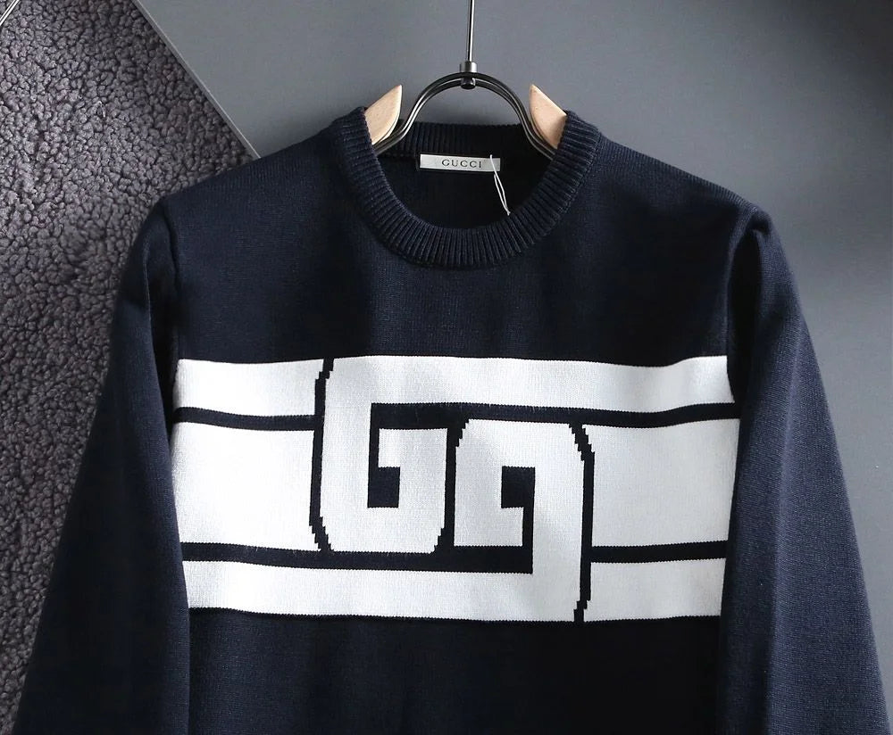 GUCCI || JERSEY ROUND-NECK PULLOVER WITH GG LOGO PRINT