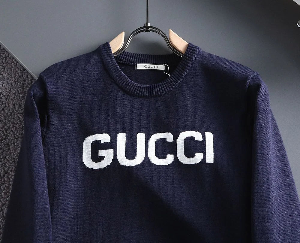 GUCCI || Embroidered Logo Crew-Neck Wool sweater