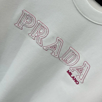 PRADA ||Oversized Prada Milano Rugged Logo Print Jersey Sweatshirt