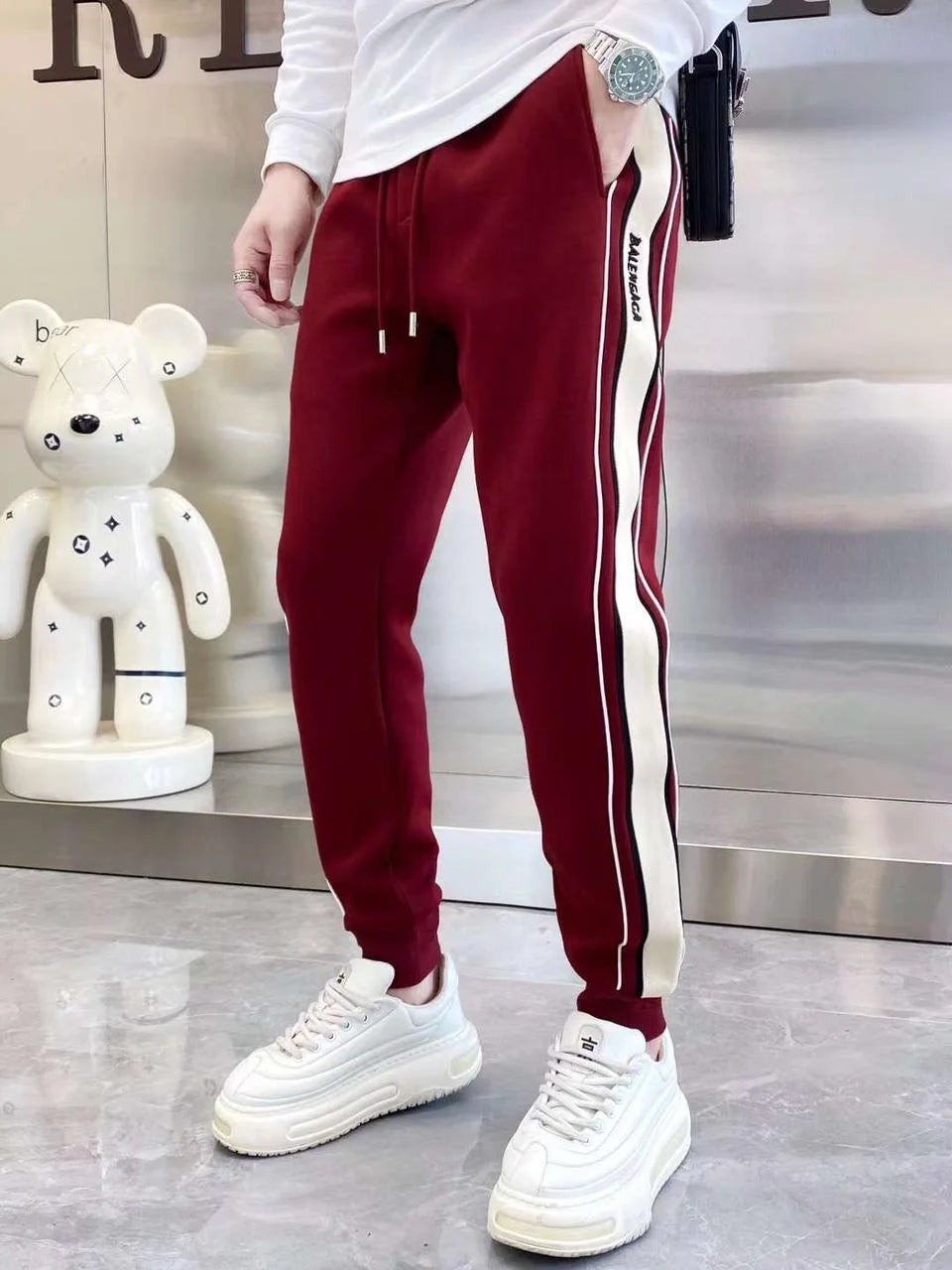 BALENCIAGA || Comfort Track Pants with Drawstring & Dual Pockets