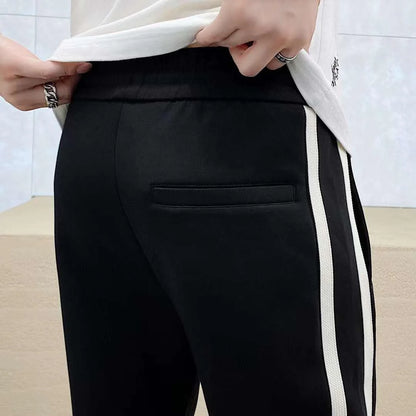 DOLCE GABBANA || Men Black Fitted Track Pants with Contrast Side Taping